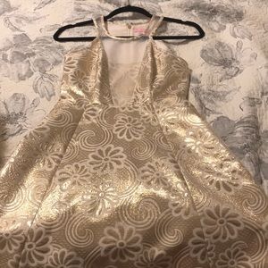 Never worn Lilly Pulitzer gold and cream dress